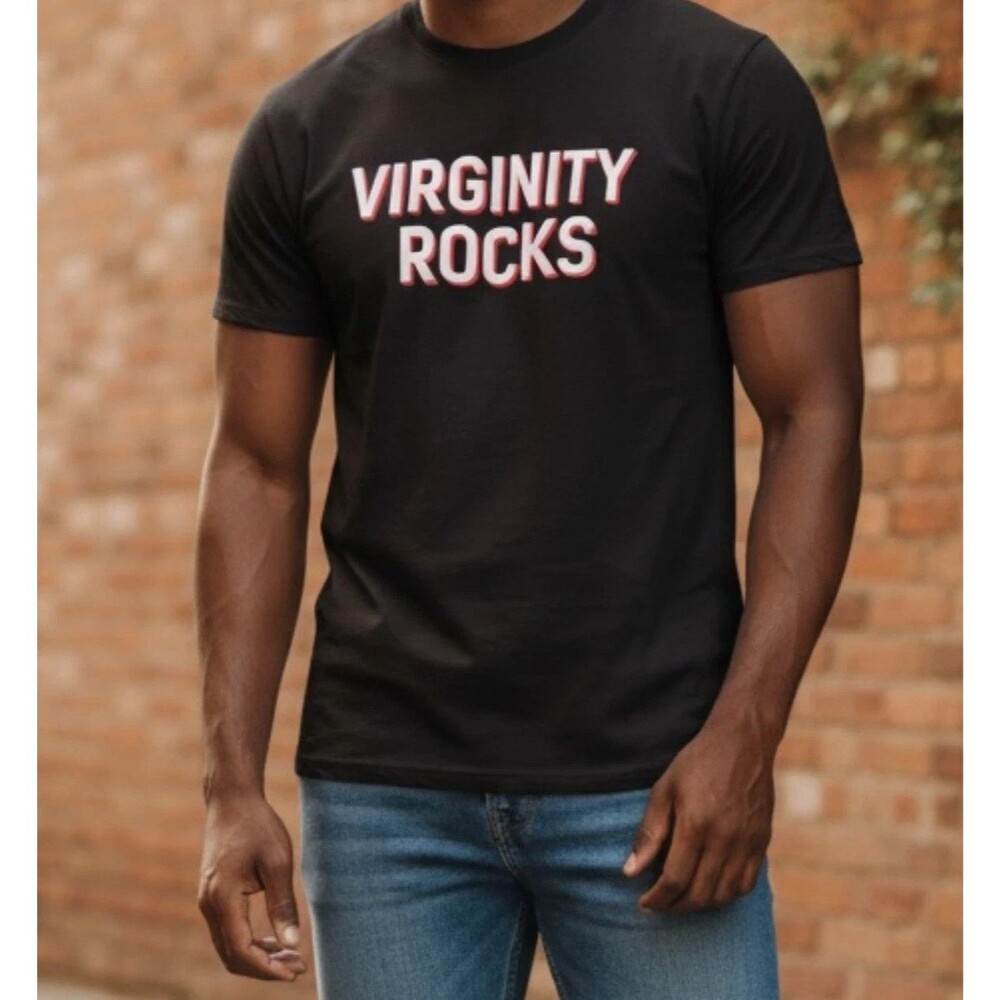 Danny Duncan Virginity Rocks Black Graphic Cotton Men's T-Shirt Crew Neck Size L